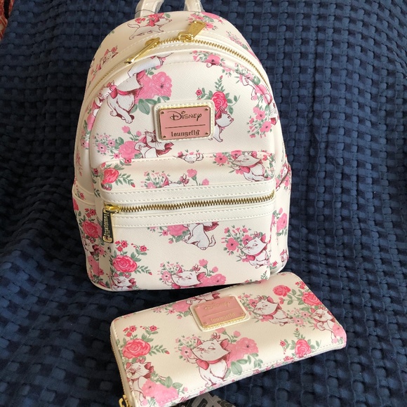 Loungefly Handbags - Loungefly Marie AOP White Backpack/Wallet